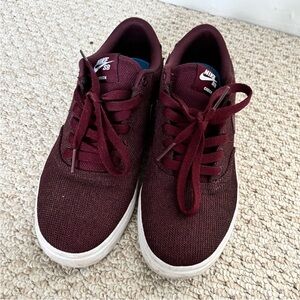 Women’s Nike SB Check Maroon Skate Shoes, size 8 with Solarsofa soles